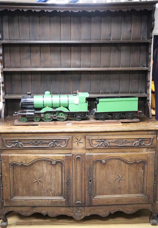 An early 19th century French oak dresser base W.156cm